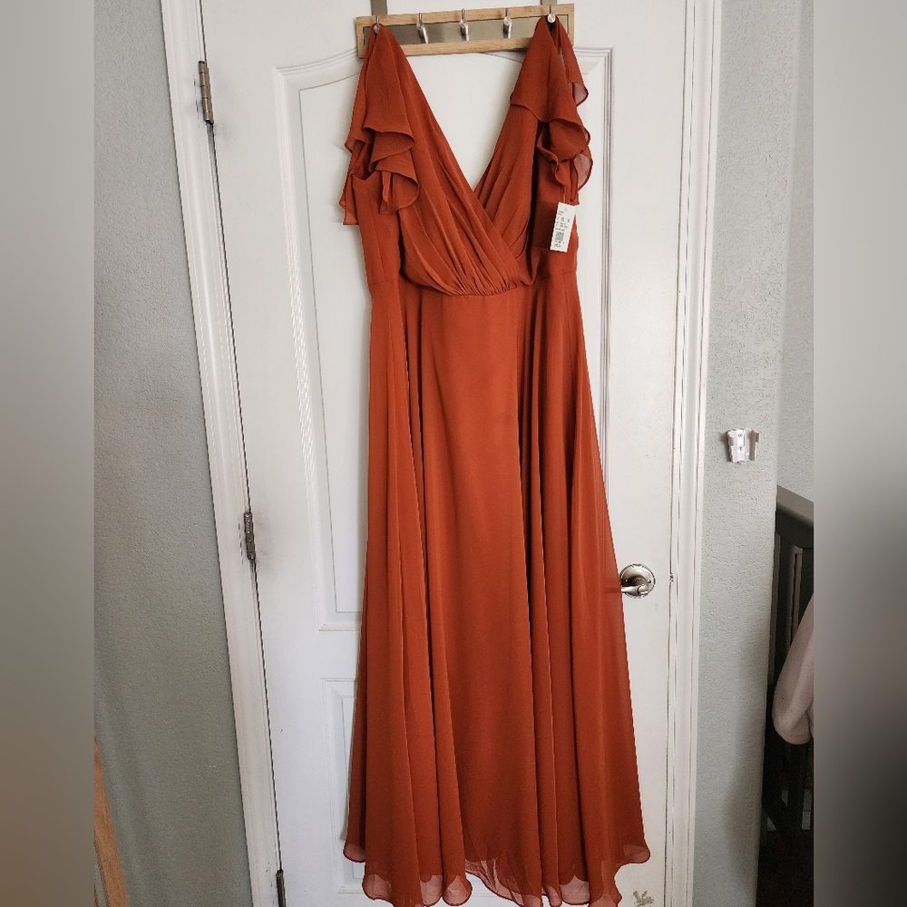 Davids Bridal long flutter sleeve dress in Sienna size 14